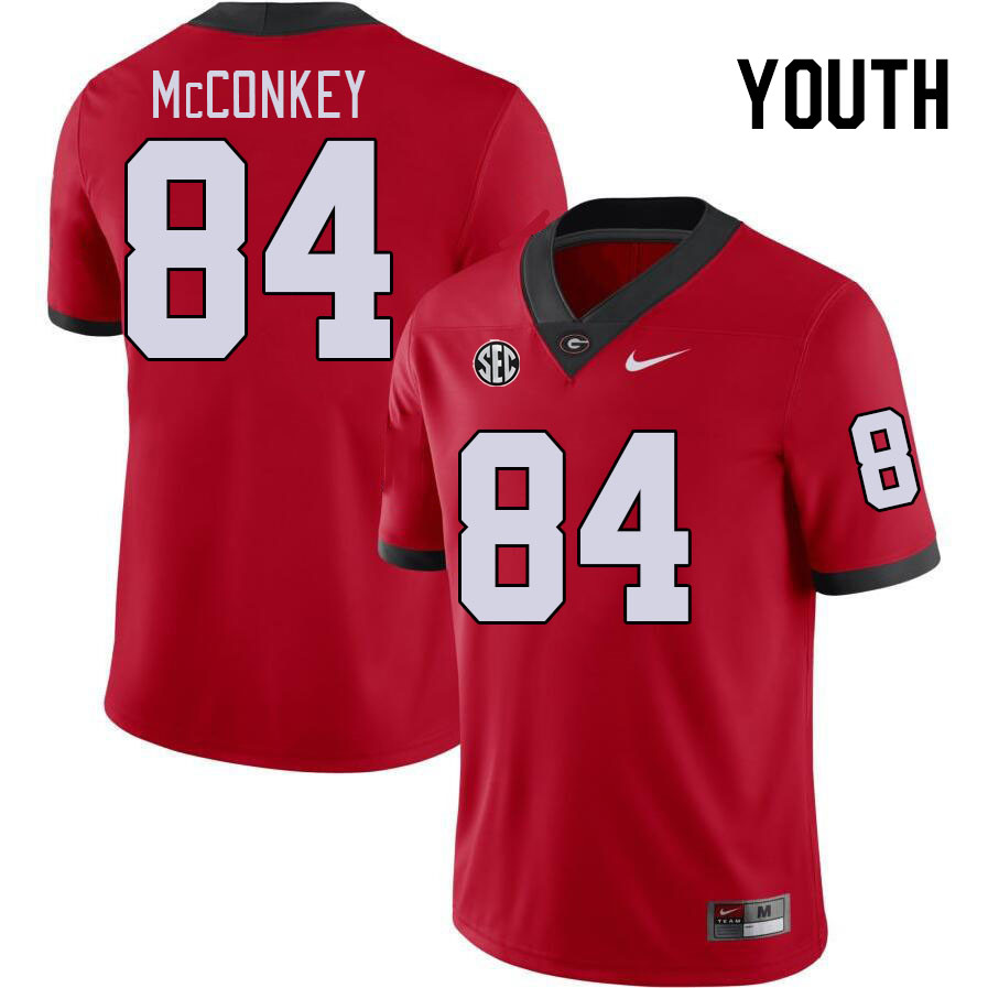 Georgia Bulldogs Youth Ladd McConkey #84 Red Stitched College UGA Football Jersey 23TP014BB